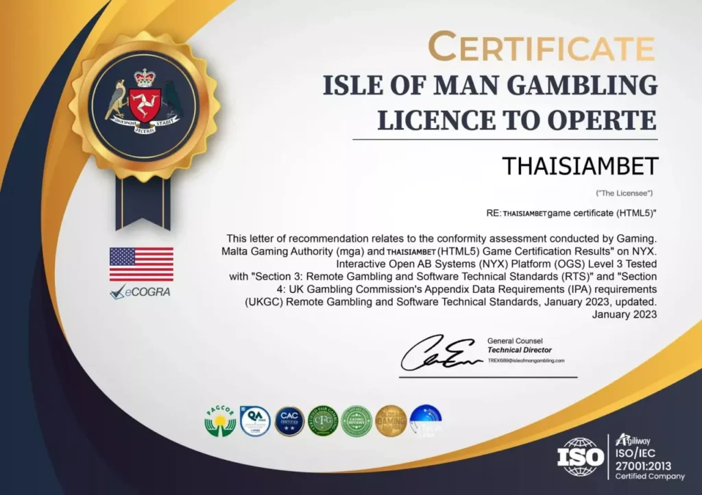 Licenses & Certifications-thaisiambet